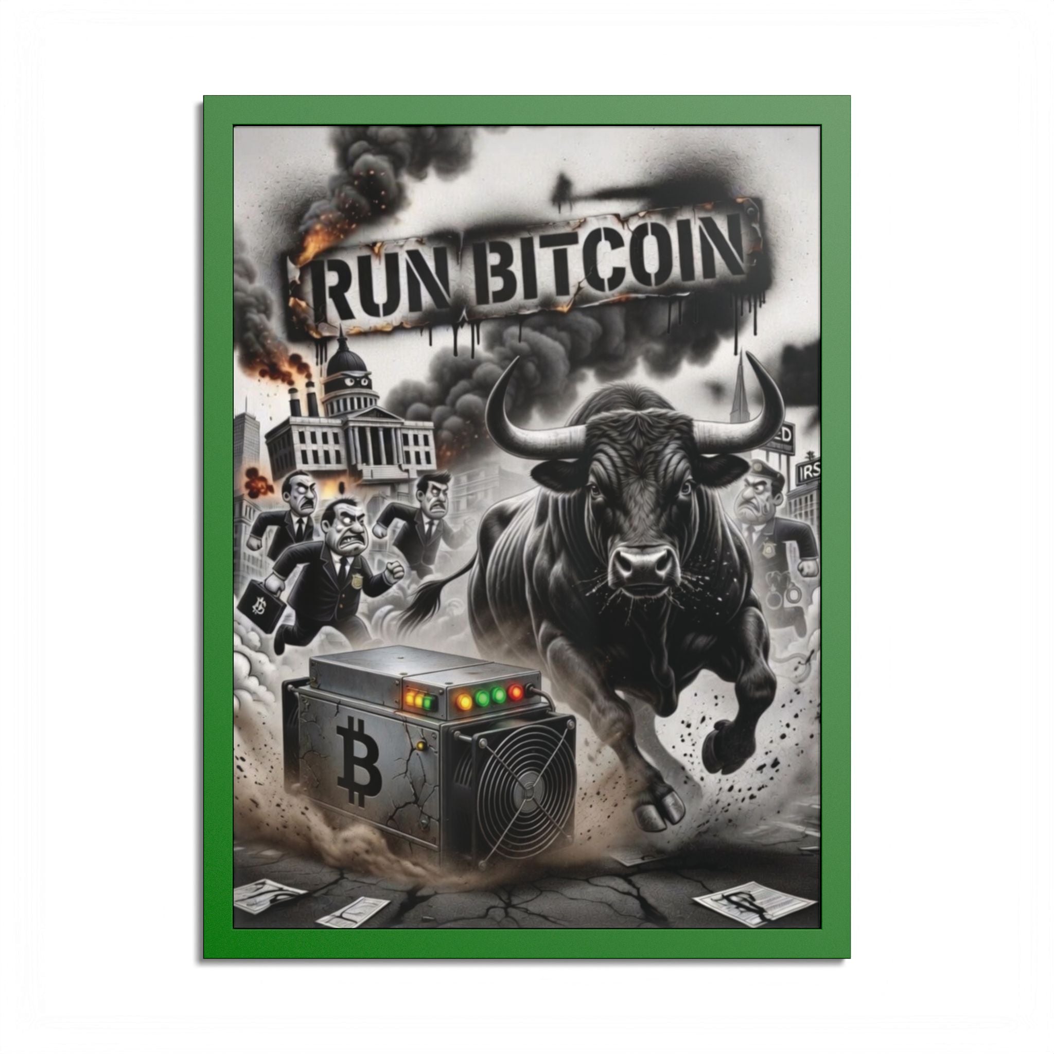 Run Bitcoin Poster — Crypto Bull Art Print